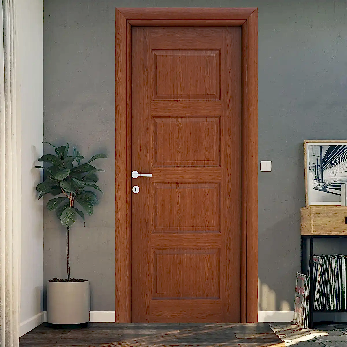 Doğal Ahşap Kaplama Kapı Y-4 Model