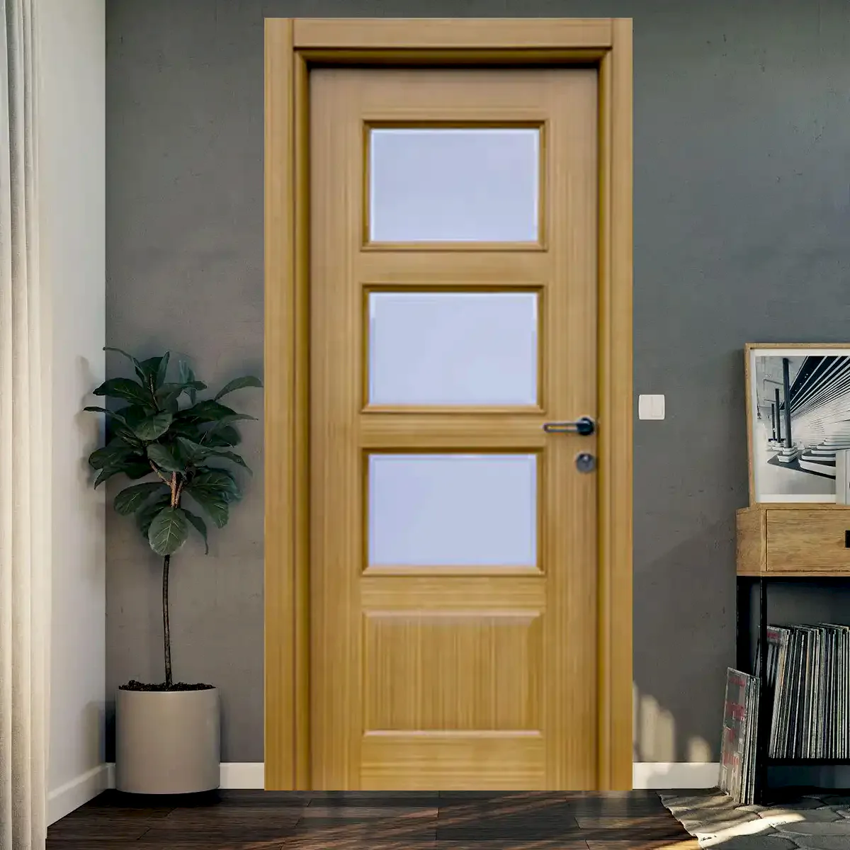Doğal Ahşap Kaplama Kapı Ypy-3 Model